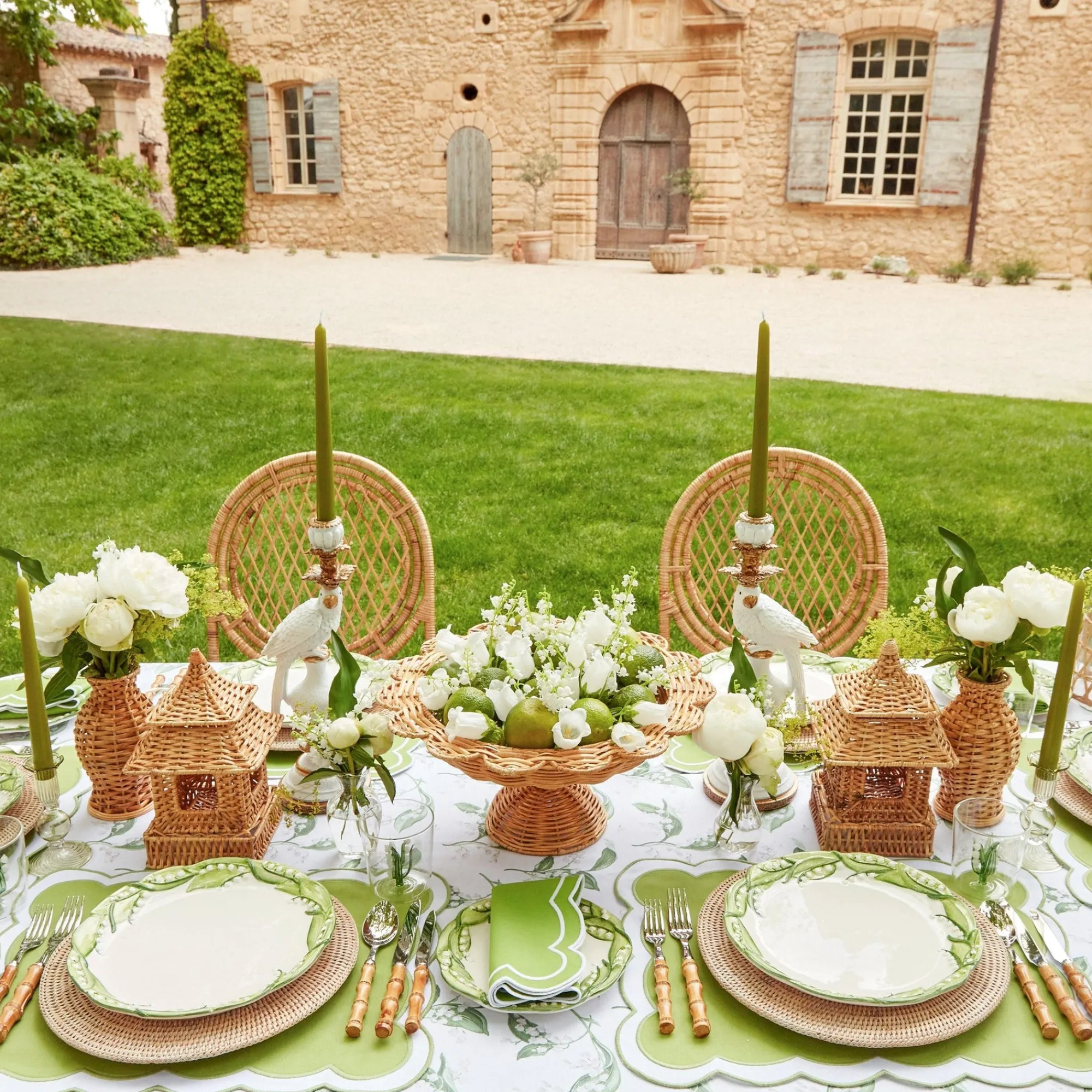 serena_applique_green_pla_12.webp Outlet Serena Applique Green Placemats & Napkins (Set Of 4) Table Linen Sets