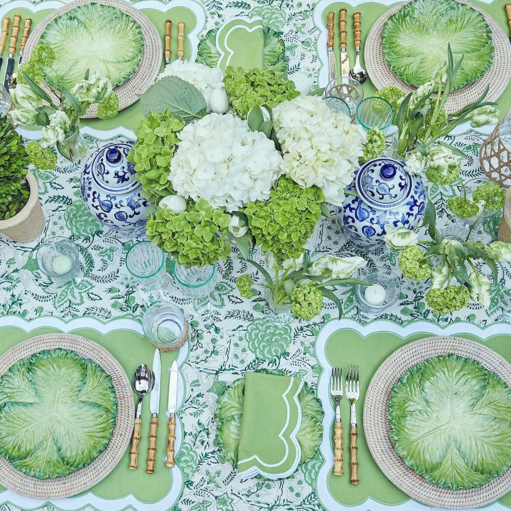 serena_applique_green_pla_23.webp Outlet Serena Applique Green Placemats & Napkins (Set Of 4) Table Linen Sets