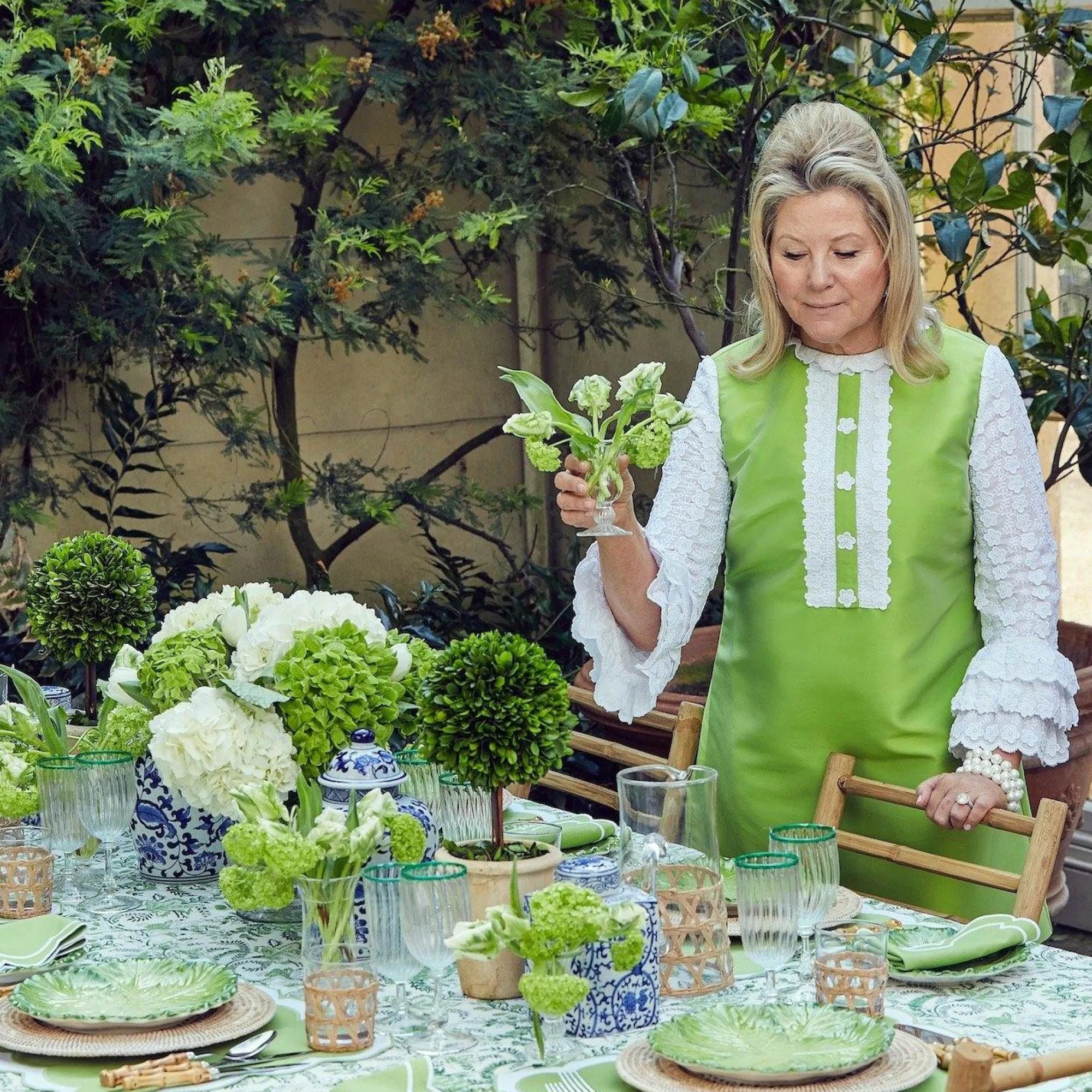 serena_applique_green_pla_25.webp Outlet Serena Applique Green Placemats & Napkins (Set Of 4) Table Linen Sets