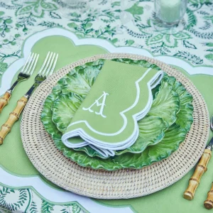 Outlet Serena Applique Green Placemats & Napkins (Set Of 4) Table Linen Sets