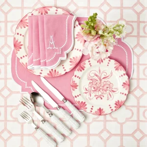 Clearance Seville Pink Gardenia Starter Plate (Set Of 4) Crockery Sets