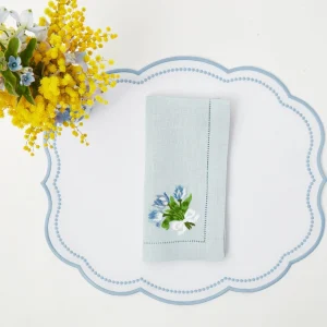 Outlet Sky Blue Linen Tulip Napkins (Set Of 4) Napkins