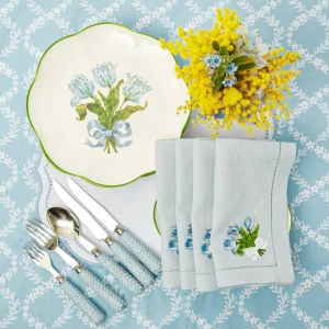 Outlet Sky Blue Linen Tulip Napkins (Set Of 4) Napkins