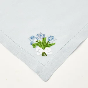 Outlet Sky Blue Linen Tulip Napkins (Set Of 4) Napkins