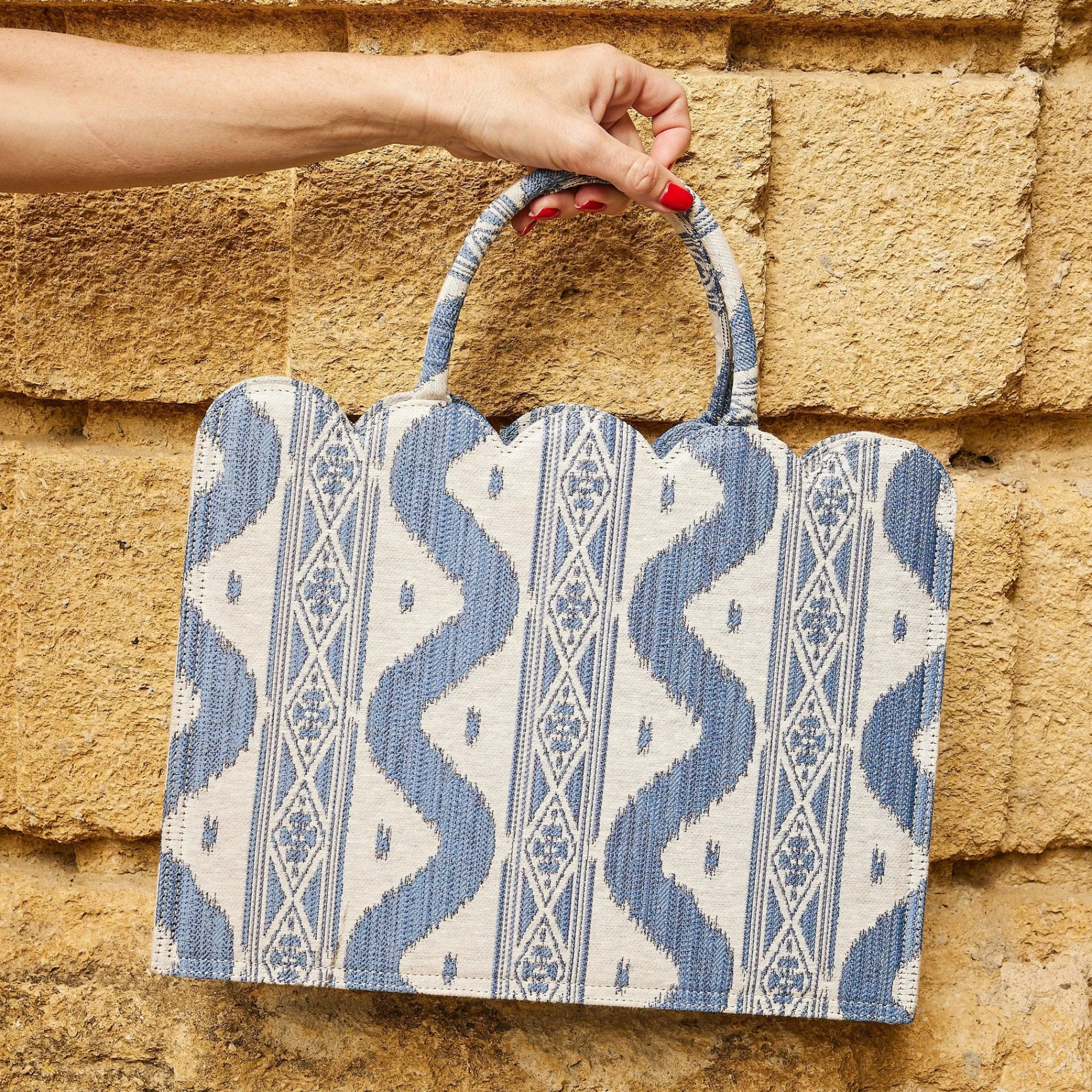 small_mrs_alice_tote_bag__2.webp New Small Tote Bag (Blue Ikat) Women Mrs. Alice Tote Bags