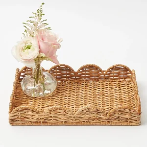 Hot Small Scalloped Rattan Tray Rattan Tableware