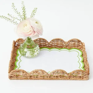 Hot Small Scalloped Rattan Tray Rattan Tableware