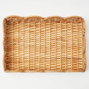Hot Small Scalloped Rattan Tray Rattan Tableware
