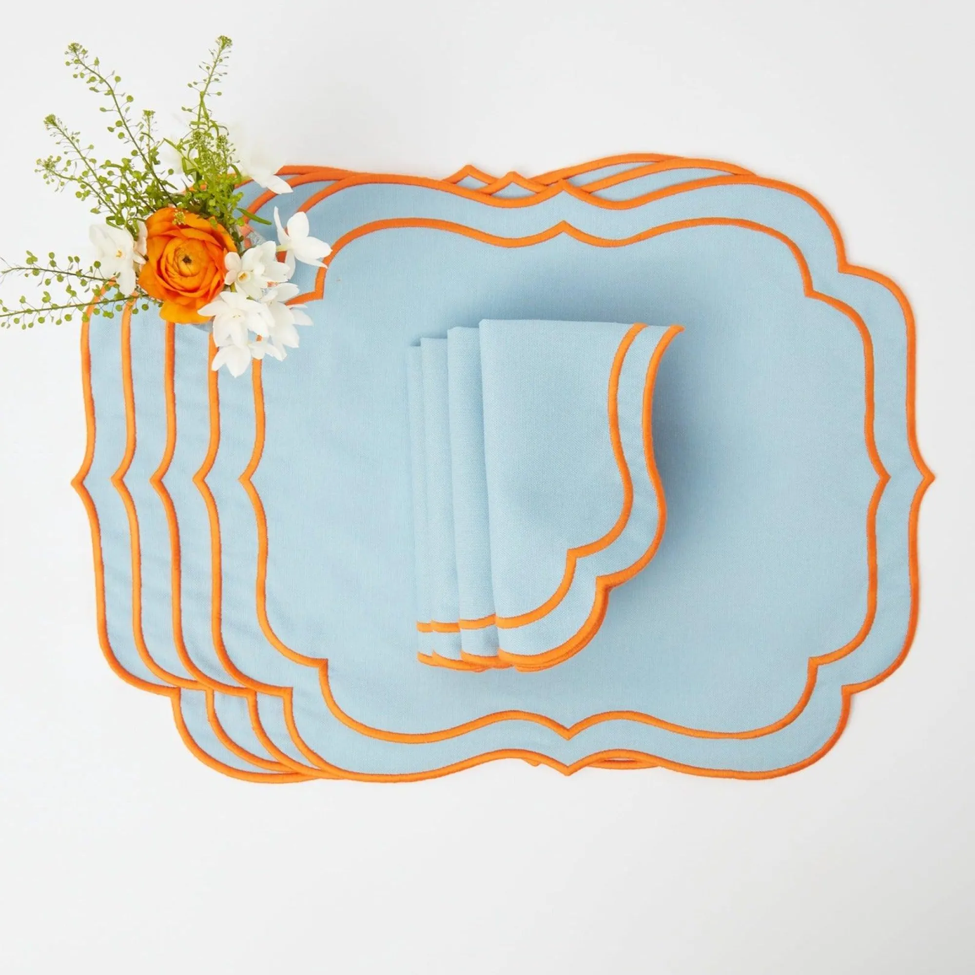 sylvie_blue_and_orange_pl_1.webp Outlet Sylvie Blue And Orange Placemats & Napkins (Set Of 4) Table Linen Sets