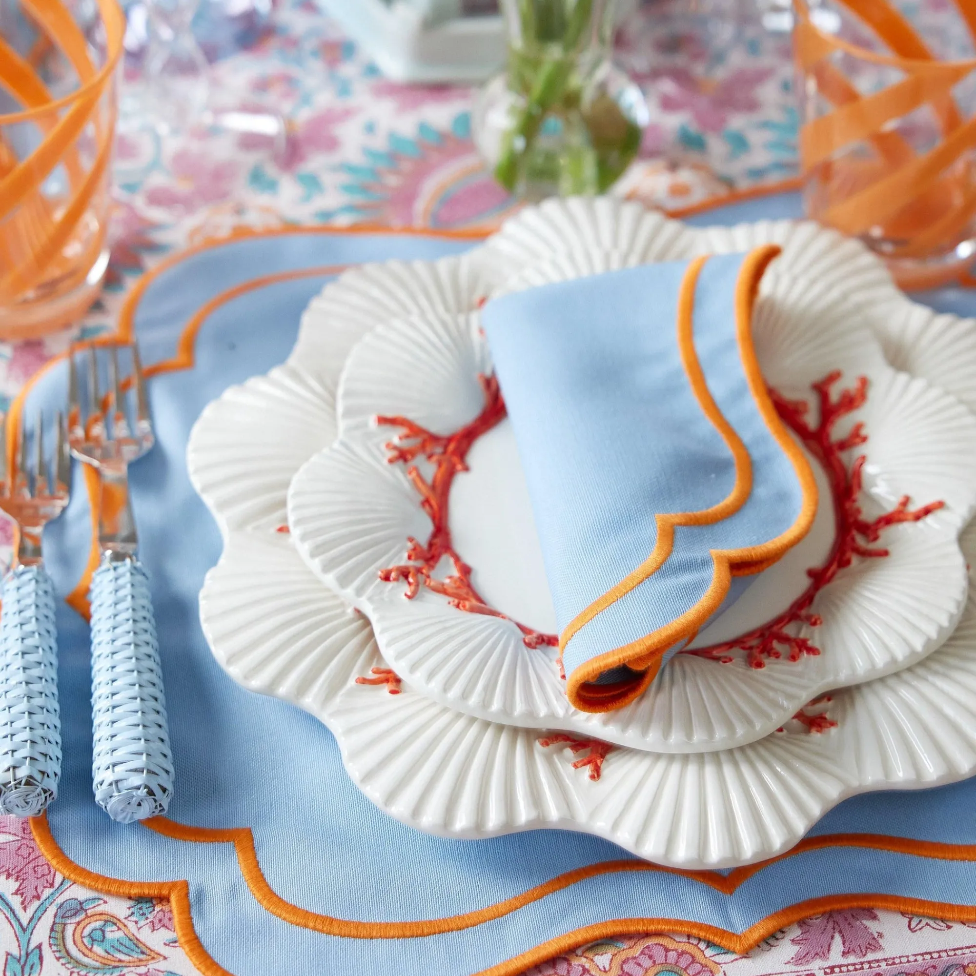 sylvie_blue_and_orange_pl_12.webp Outlet Sylvie Blue And Orange Placemats & Napkins (Set Of 4) Table Linen Sets