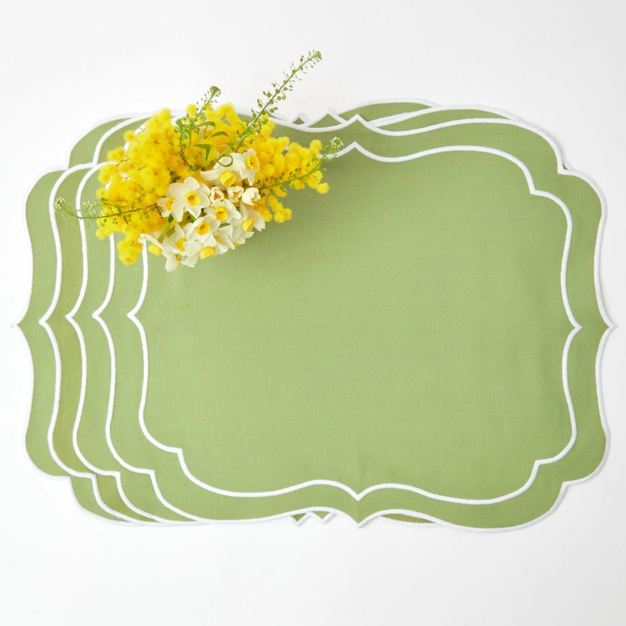 sylvie_green_embroidered__14.webp Online Sylvie Green Embroidered Placemats & Napkins (Set Of 4) Table Linen Sets