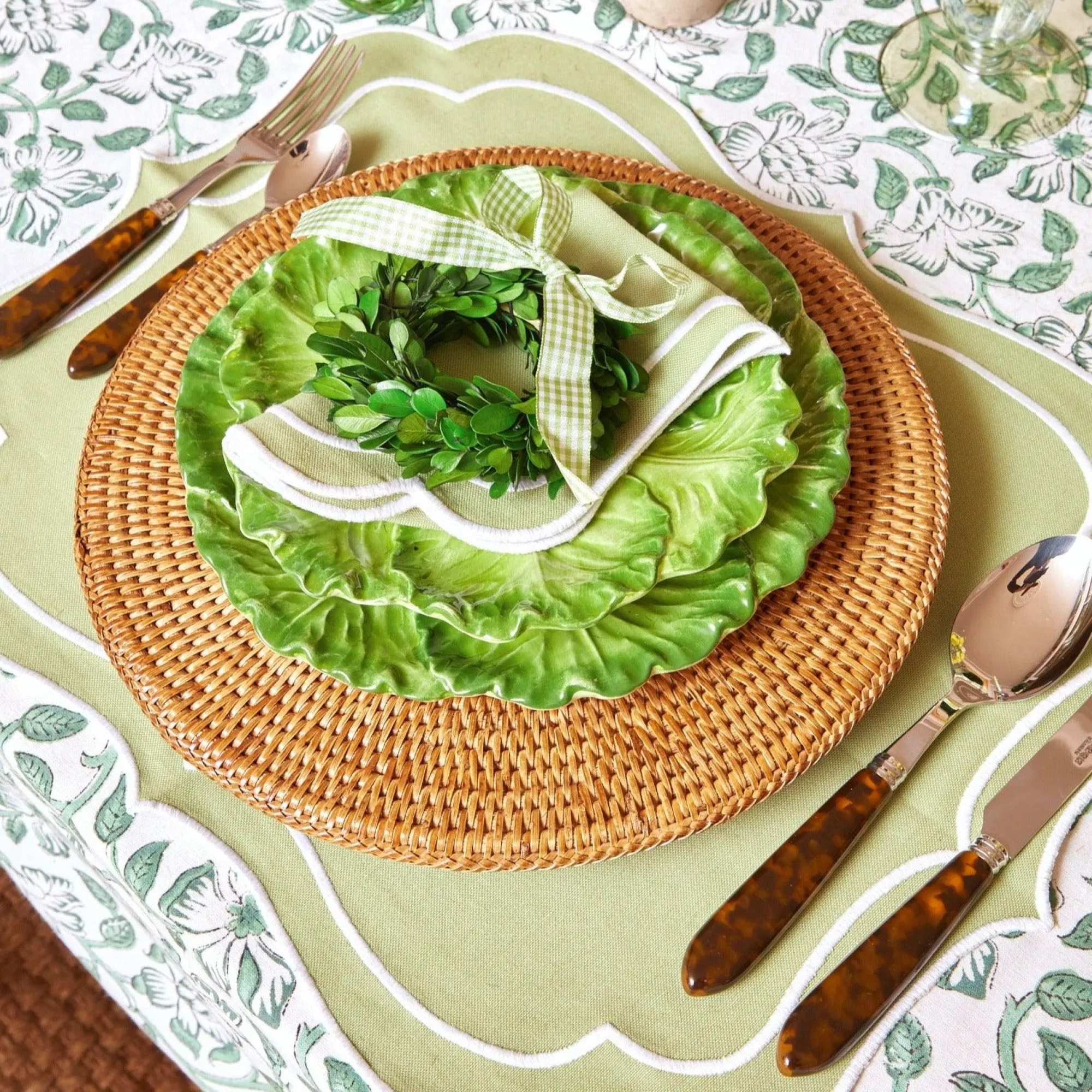 sylvie_green_embroidered__15.webp Online Sylvie Green Embroidered Placemats & Napkins (Set Of 4) Table Linen Sets