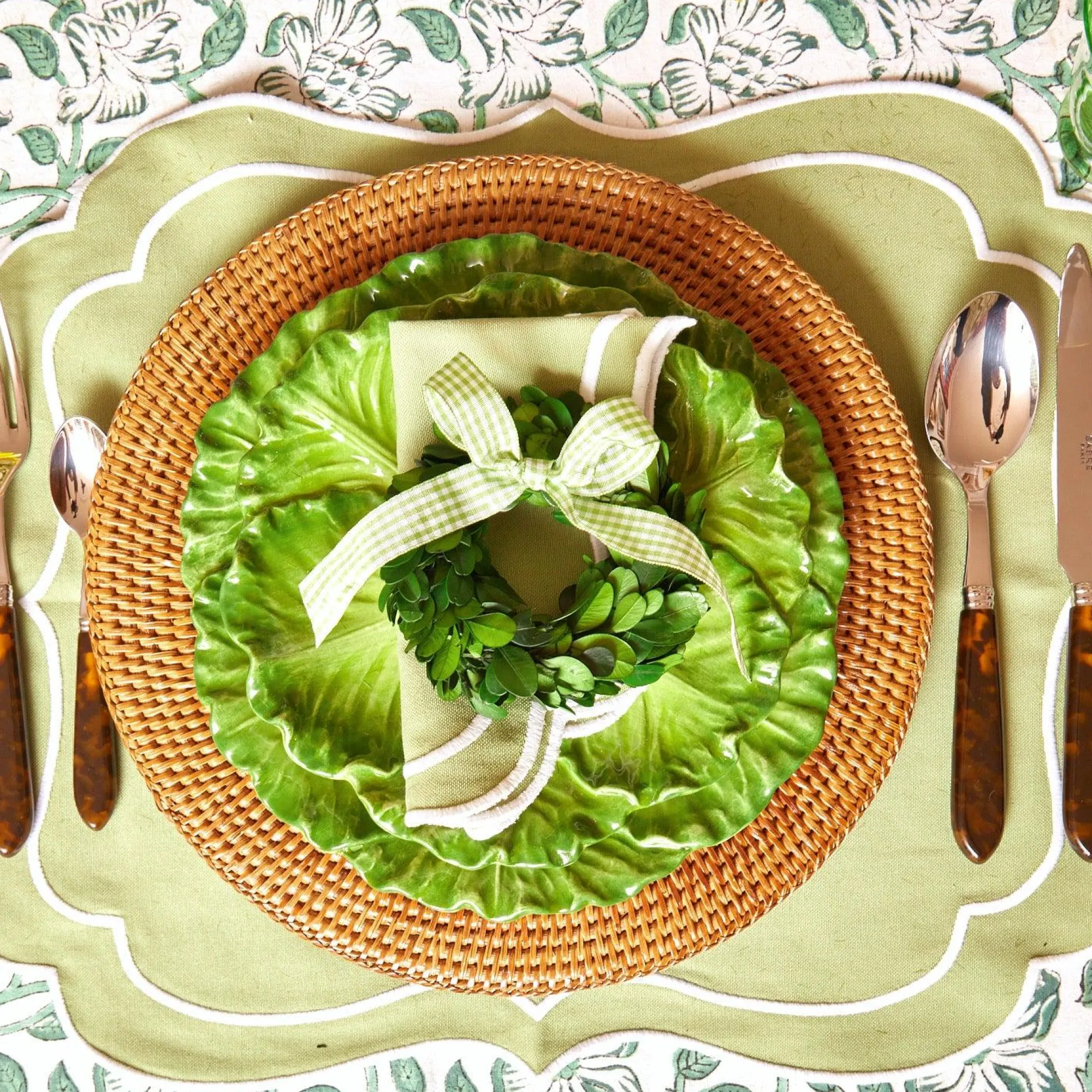 sylvie_green_embroidered__16.webp Online Sylvie Green Embroidered Placemats & Napkins (Set Of 4) Table Linen Sets