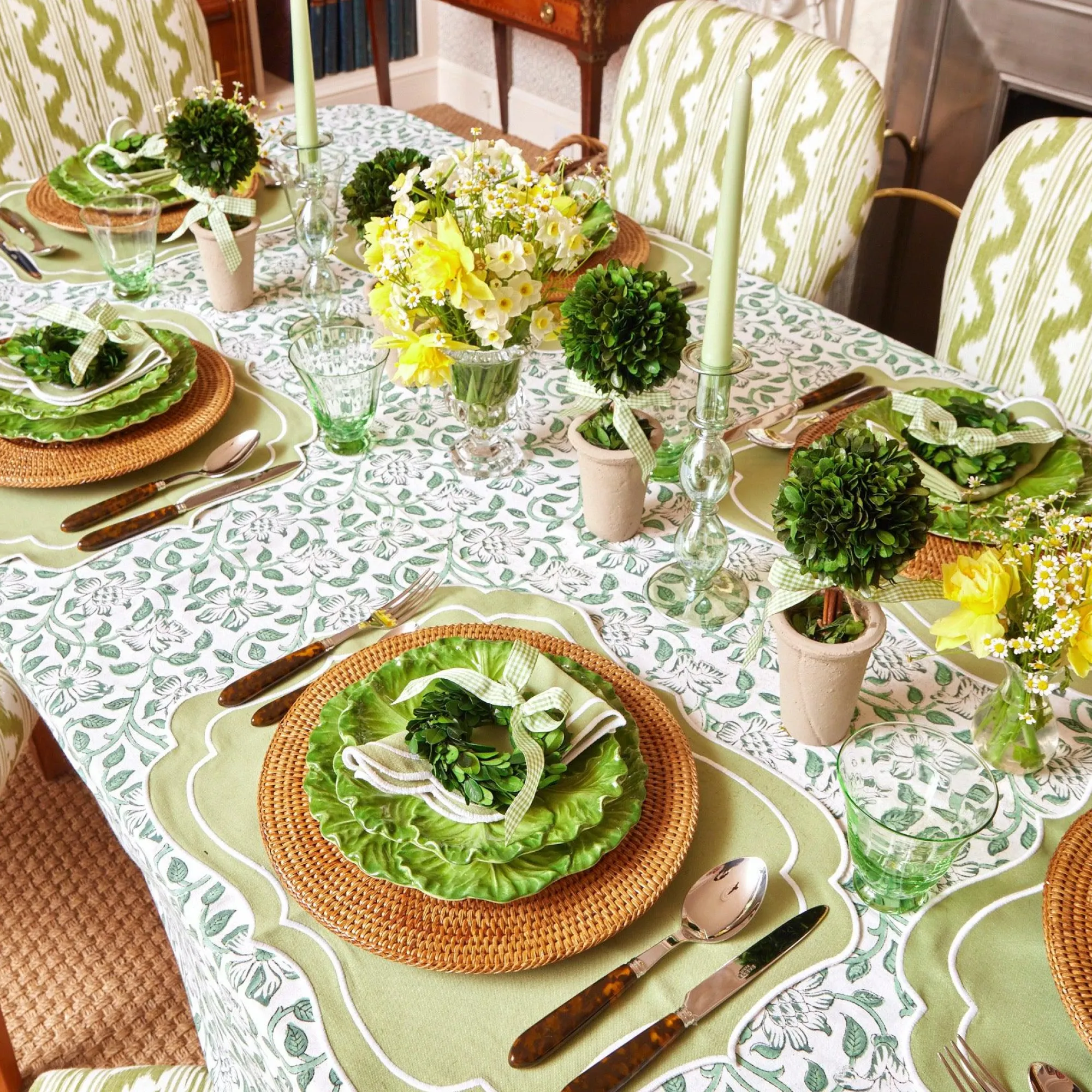 sylvie_green_embroidered__17.webp Online Sylvie Green Embroidered Placemats & Napkins (Set Of 4) Table Linen Sets