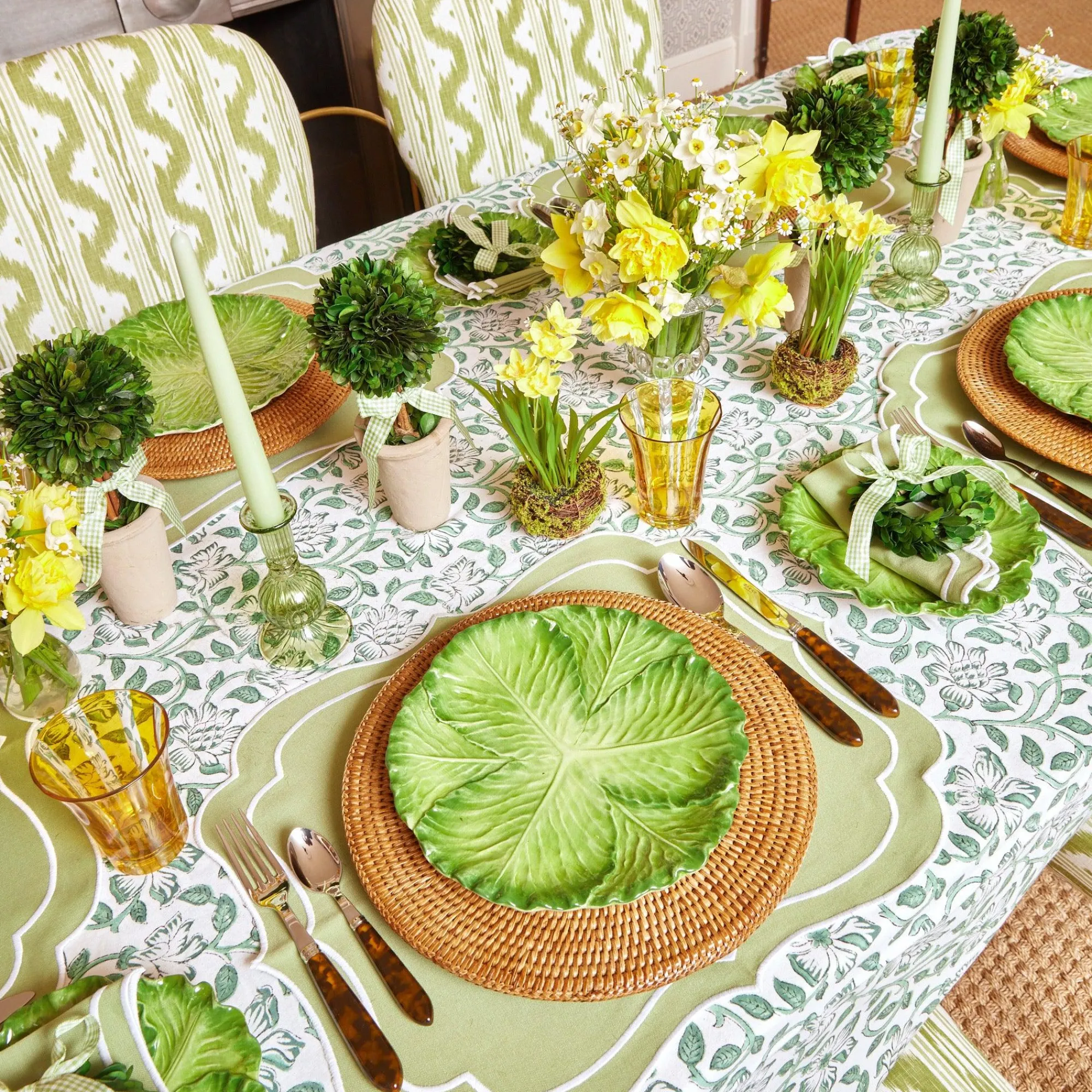 sylvie_green_embroidered__20.webp Online Sylvie Green Embroidered Placemats & Napkins (Set Of 4) Table Linen Sets