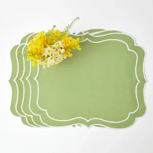 Online Sylvie Green Embroidered Placemats (Set Of 4) Placemats