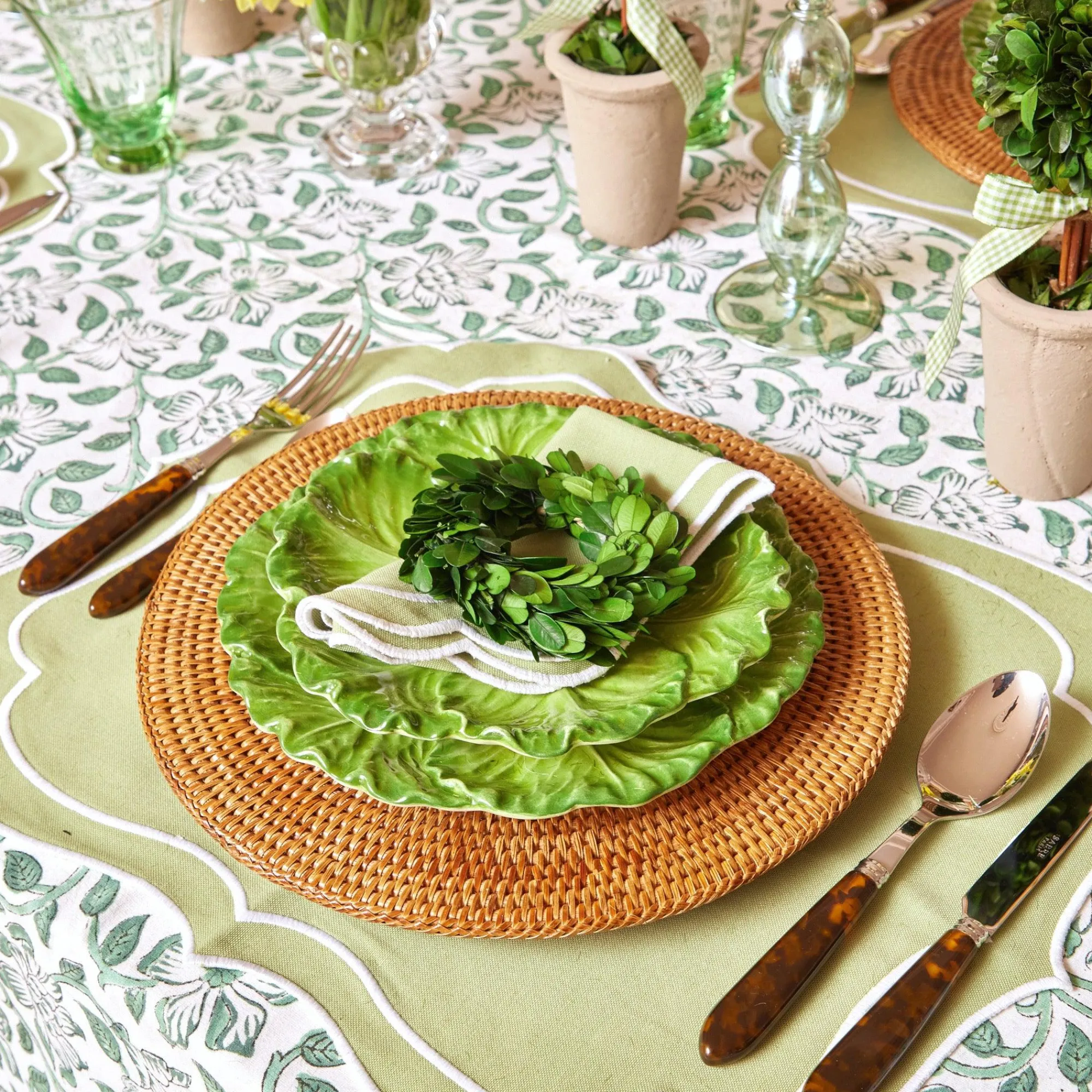 sylvie_green_embroidered__22.webp Online Sylvie Green Embroidered Placemats & Napkins (Set Of 4) Table Linen Sets