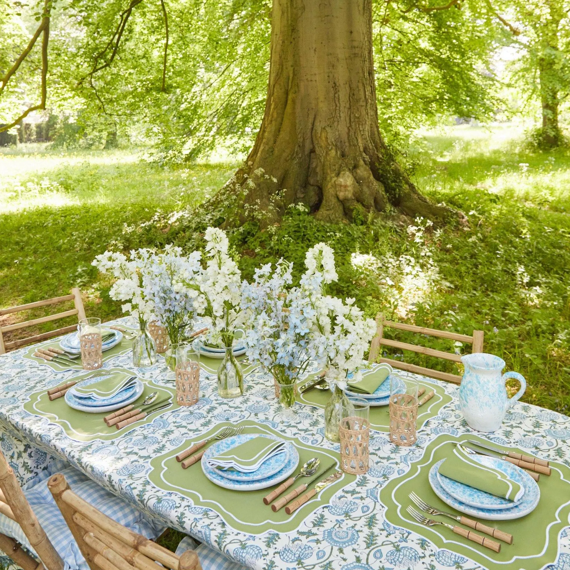 sylvie_green_embroidered__26.webp Online Sylvie Green Embroidered Placemats & Napkins (Set Of 4) Table Linen Sets