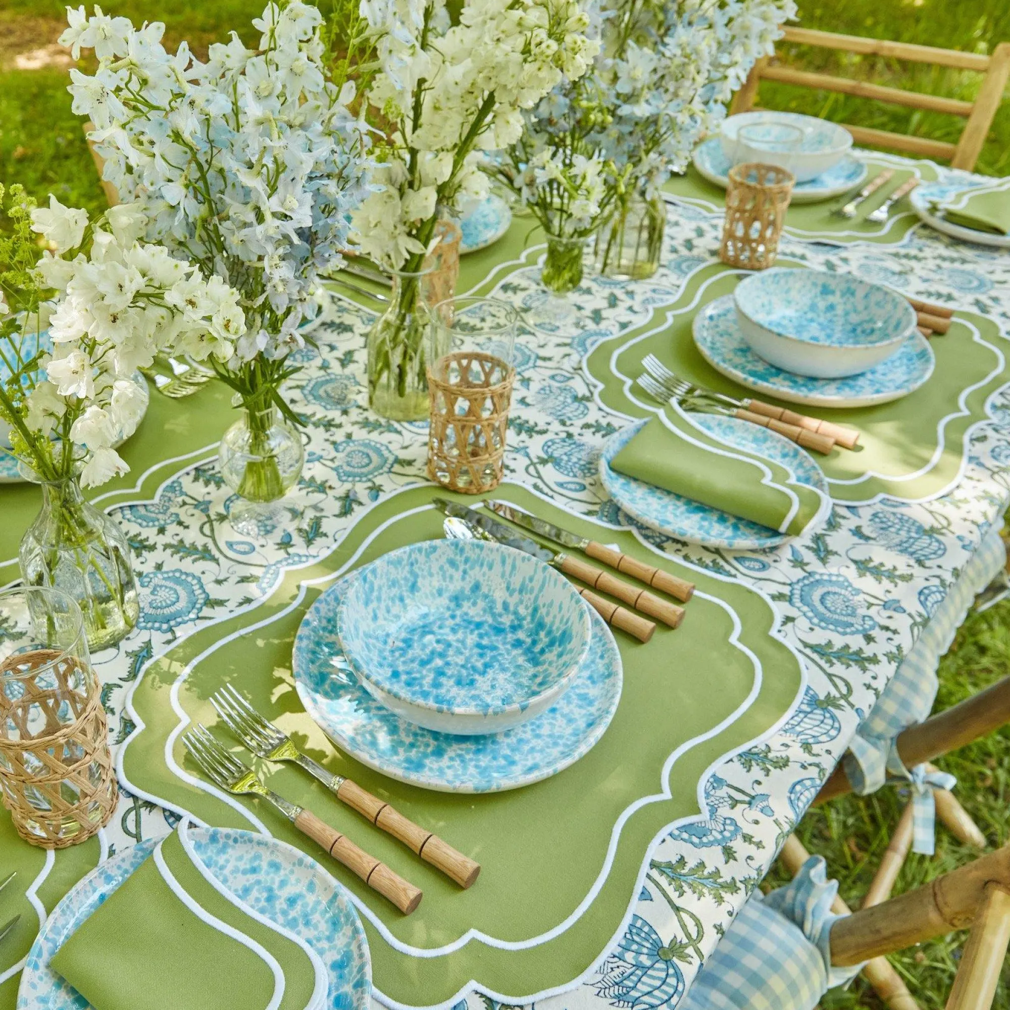 sylvie_green_embroidered__27.webp Online Sylvie Green Embroidered Placemats & Napkins (Set Of 4) Table Linen Sets