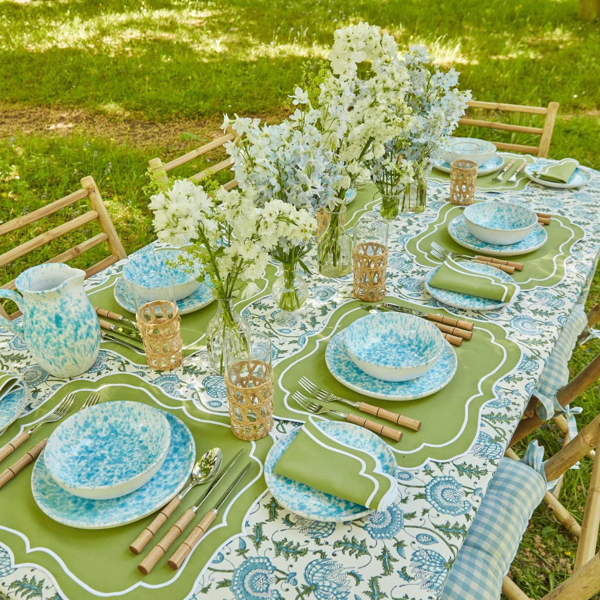 sylvie_green_embroidered__29.webp Online Sylvie Green Embroidered Placemats & Napkins (Set Of 4) Table Linen Sets