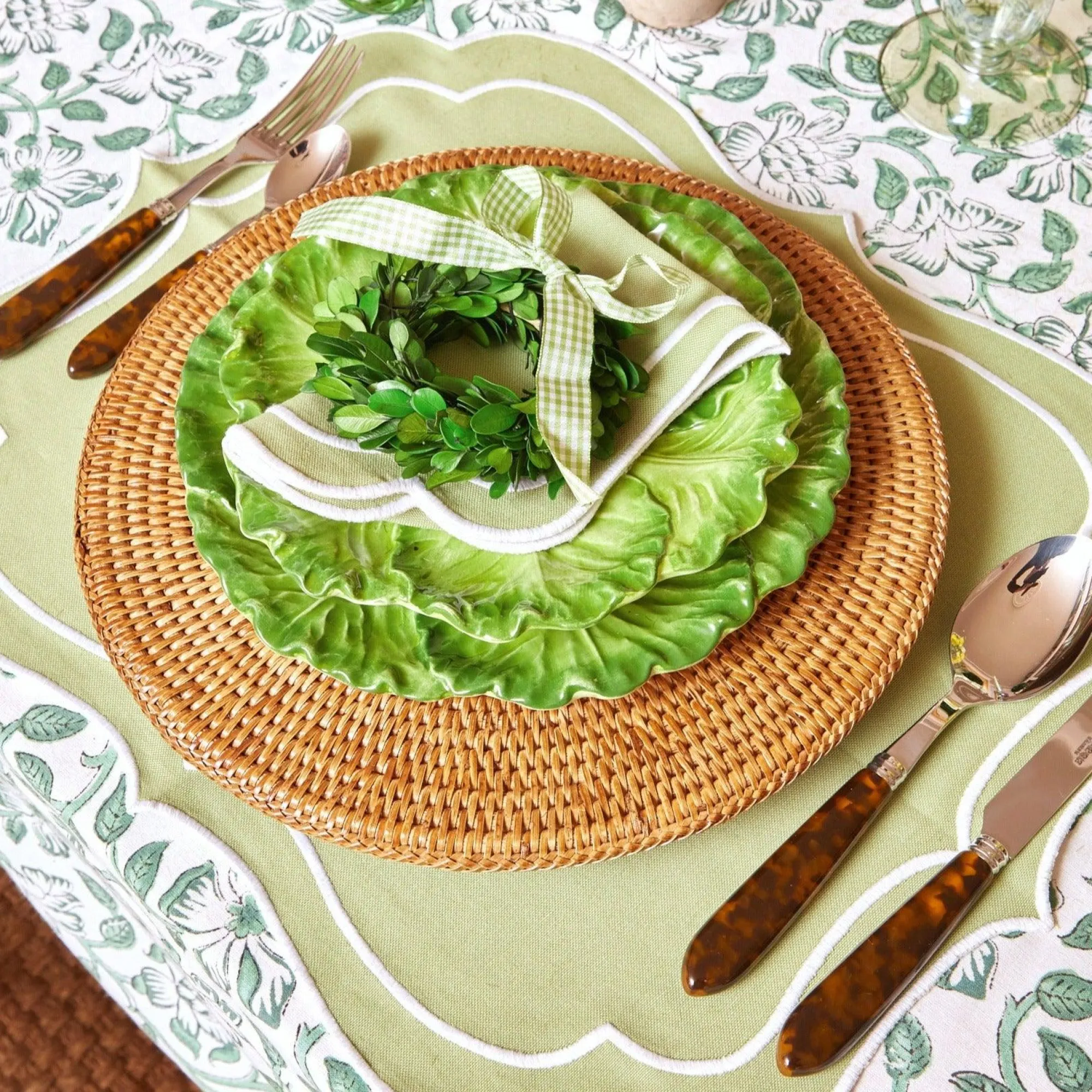 sylvie_green_embroidered__33.webp Online Sylvie Green Embroidered Placemats & Napkins (Set Of 4) Table Linen Sets