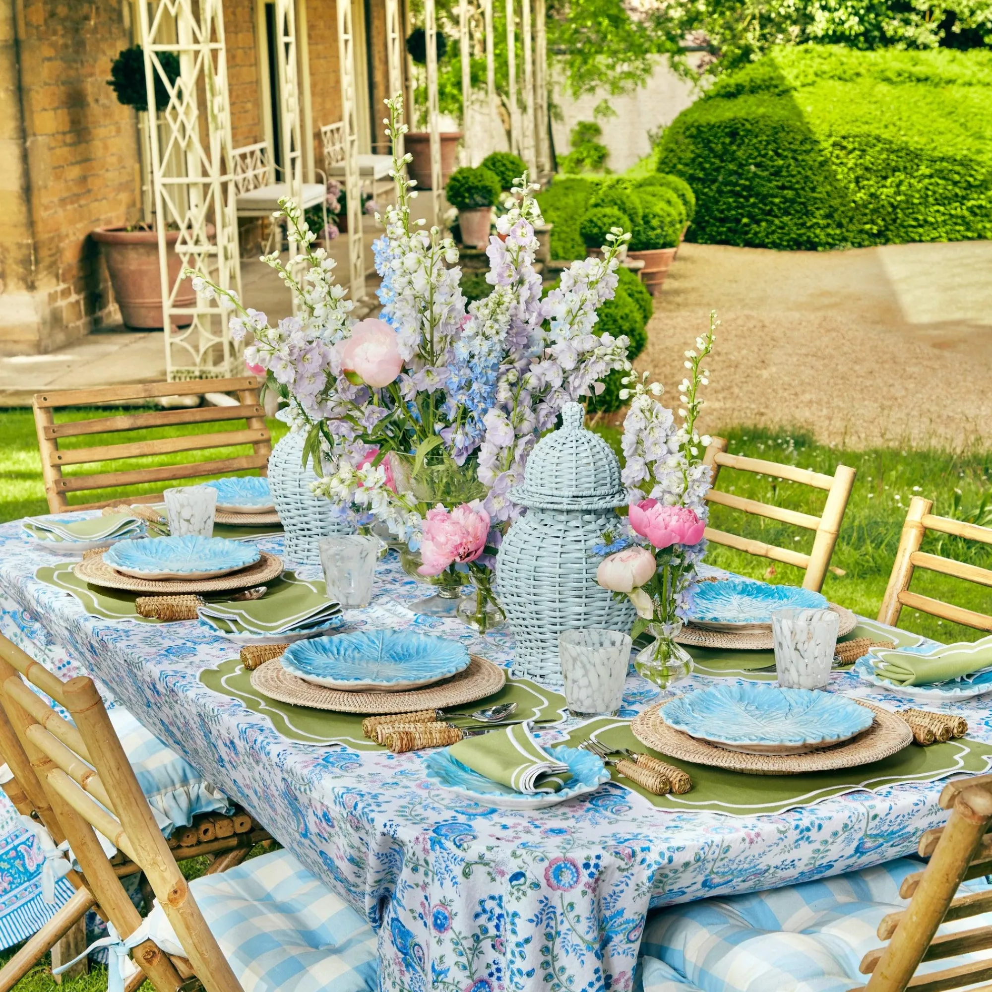 sylvie_green_embroidered__4.webp Online Sylvie Green Embroidered Placemats & Napkins (Set Of 4) Table Linen Sets