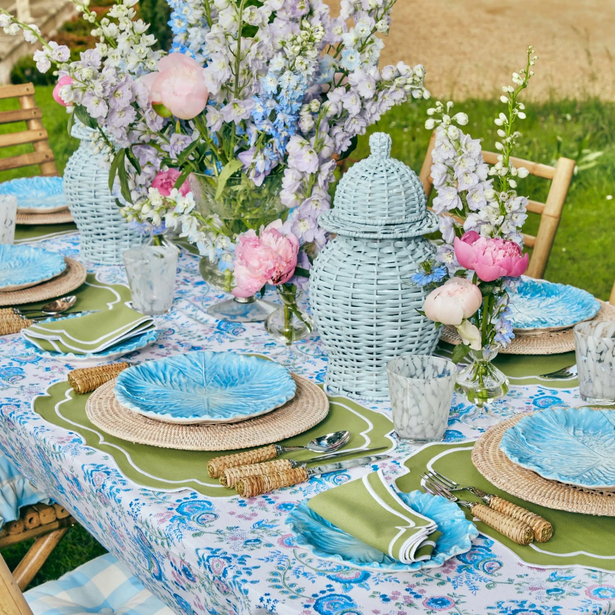 sylvie_green_embroidered__5.webp Online Sylvie Green Embroidered Placemats & Napkins (Set Of 4) Table Linen Sets