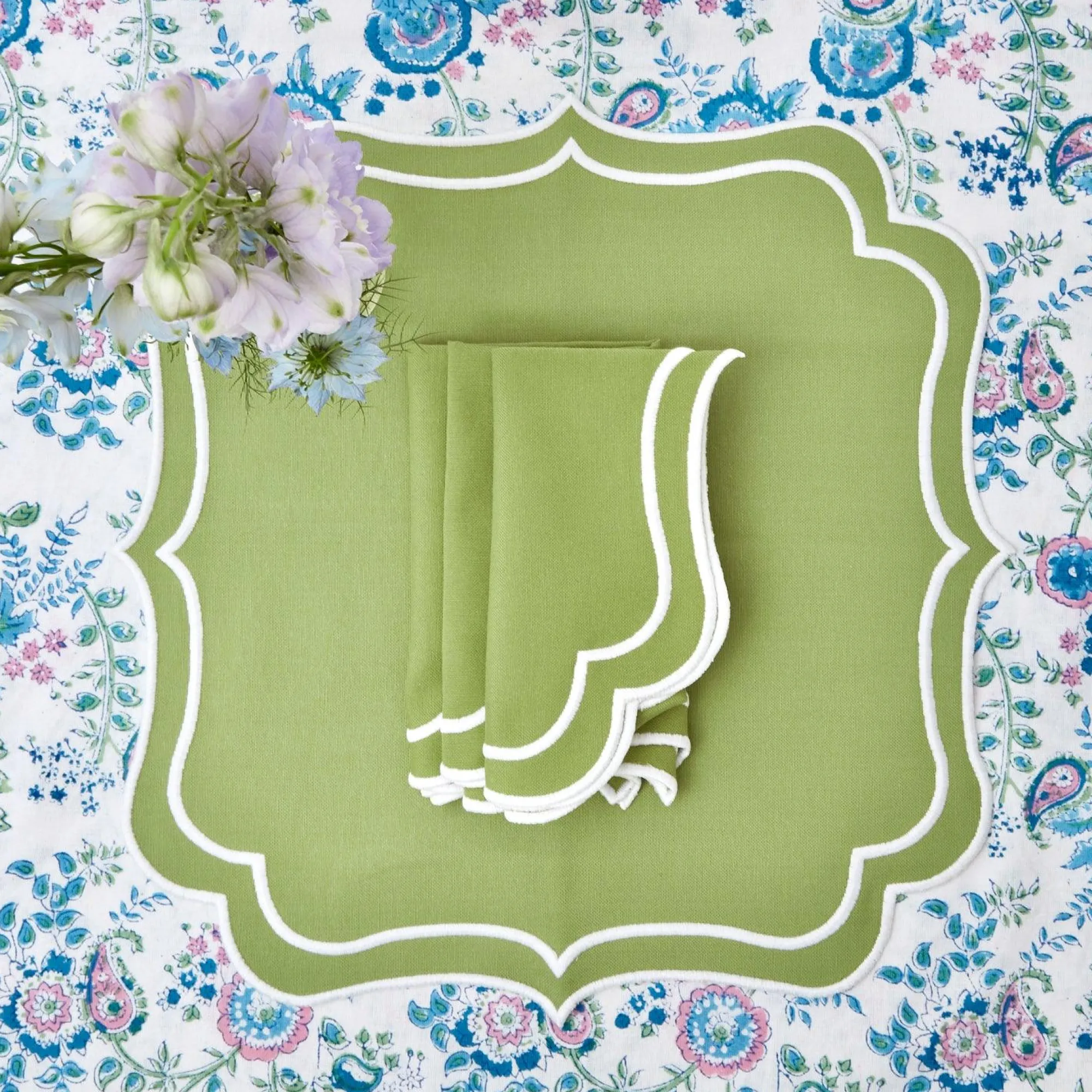 sylvie_green_embroidered__8-1.webp Best Sylvie Green Embroidered Napkins (Set Of 4) Napkins