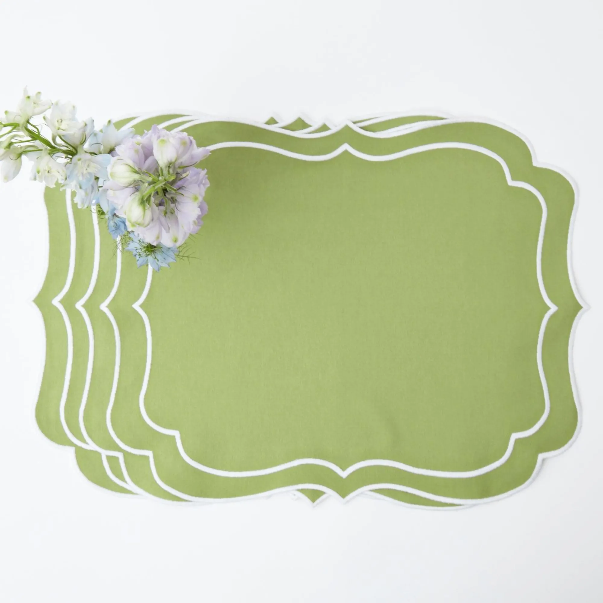 sylvie_green_embroidered__8.webp Online Sylvie Green Embroidered Placemats & Napkins (Set Of 4) Table Linen Sets
