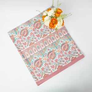 Best Valentina & Sylvie Blue/Orange Linen Set Table Linen Sets