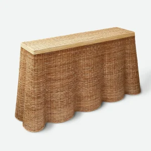 Hot Vivienne Rattan Scalloped Console Table Tables