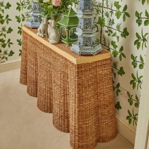 Hot Vivienne Rattan Scalloped Console Table Tables