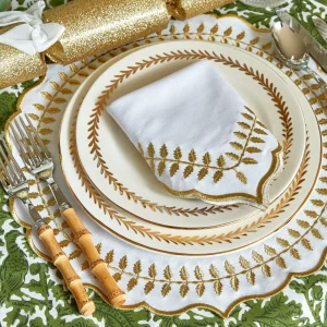 Cheap White & Gold Laurel Napkins (Set Of 4) Napkins