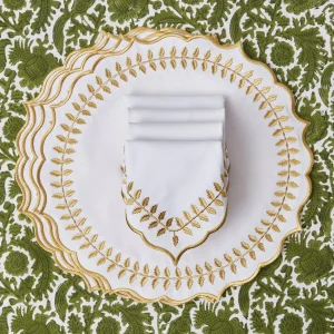 Cheap White & Gold Laurel Napkins (Set Of 4) Napkins