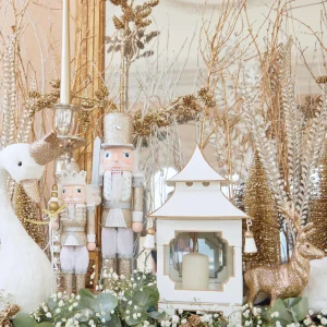 Hot White & Gold Pagoda Lantern Candle Holders