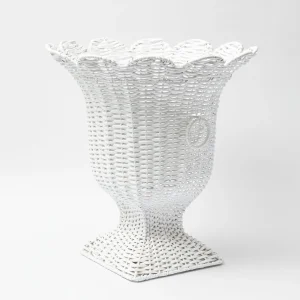 Best Sale White Liliana Scalloped Rattan Urn Vases