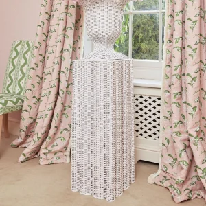 Store White Liliana Scalloped Rattan Pedestal And Urn Urns & Pedestals