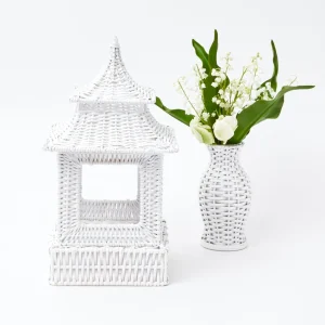 Store White Rattan Pagoda Lantern Rattan Tableware