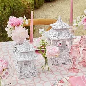 Store White Rattan Pagoda Lantern Rattan Tableware