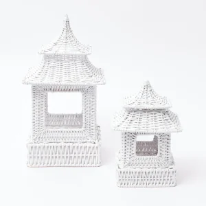 Store White Rattan Pagoda Lantern Rattan Tableware