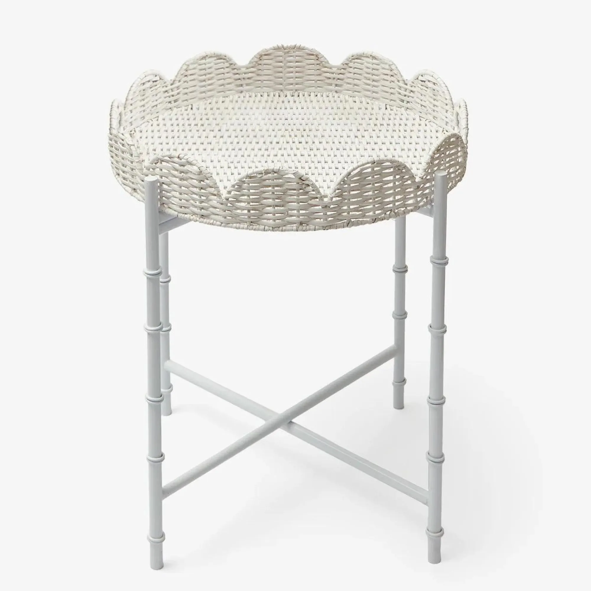 white_rattan_round_scallo_0-1.webp Shop White Rattan Round Scalloped Tray With Stand Trays & Liners