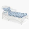 Outlet White Rattan Sun Lounger With Blue Ikat Cushion Rattan Furniture