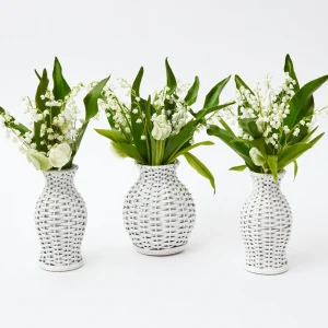 Discount White Rattan Vase (Set Of 3) Rattan Tableware