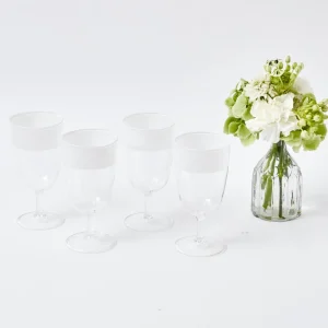 Discount White Ribbon Water & Wine Glassware Set Glassware Sets