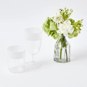 Cheap White Ribbon Water & Wine Glassware Set Glasses