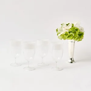 Cheap White Ribbon Water & Wine Glassware Set Glasses