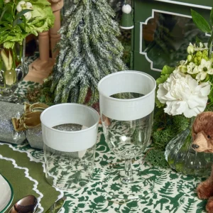 Discount White Ribbon Water & Wine Glassware Set Glassware Sets