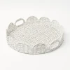 Cheap White Round Scalloped Rattan Tray Rattan Tableware