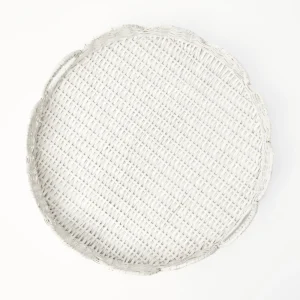 Best White Round Scalloped Rattan Tray Trays & Liners
