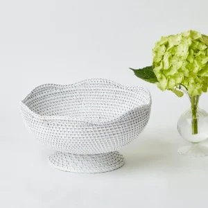 Store White Scalloped Rattan Bowl (Medium) Rattan Tableware